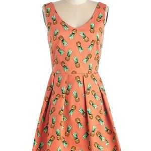 Modcloth Pineapples Skater Sleeveless Dress